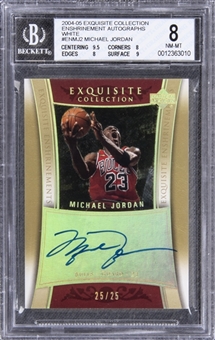 2004-05 UD "Exquisite Collection" Enshrinements Autographs White #ENMJ2 Michael Jordan Signed Card (#25/25) – BGS NM-MT 8/BGS 10